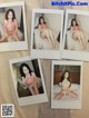 A group of four polaroids of a woman in a bikini.